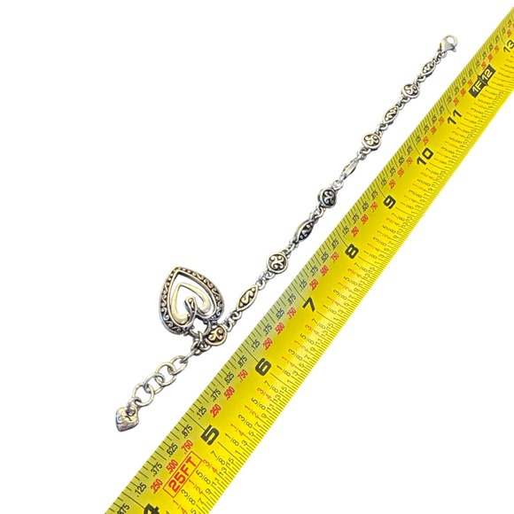 Brighton Heart Charm Bracelet Silver Scrollwork Bohemian Romantic Filigree - Picture 4 of 10